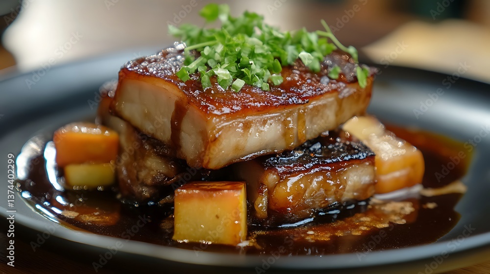 Homecook braised pork belly with yam at homes kitchen