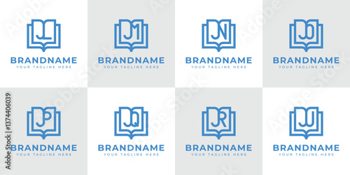 Letters JL JM JN JO JP JQ JR JU Book Logo, symbolizing knowledge, education, and growth