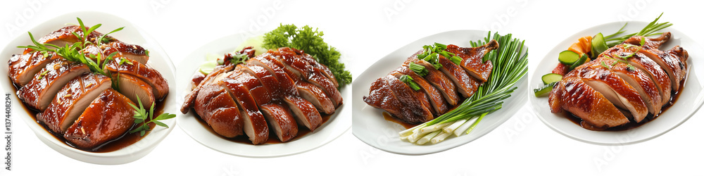 set of A Peking duck dish made with freshly folded pancakes and a drizzle of hoisin sauce, Peking duck with the softness of the pancakes and a touch of hoisin, on a transparent backgrounds set of A Peking duck dish made with freshly folded pancakes and a drizzle of hoisin sauce, Peking duck with the softness of the pancakes and a touch of hoisin, on a transparent backgrounds