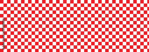 red and white chess board. Red and white checkerboard pattern background. Classic checkered race flag car finish line or start line. Flat vector illustration isolated on white background. Eps 10.