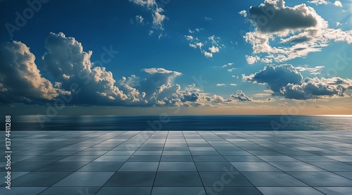 Expansive Ocean View Under a Vibrant Sky With Clouds During Golden Hour Near ...