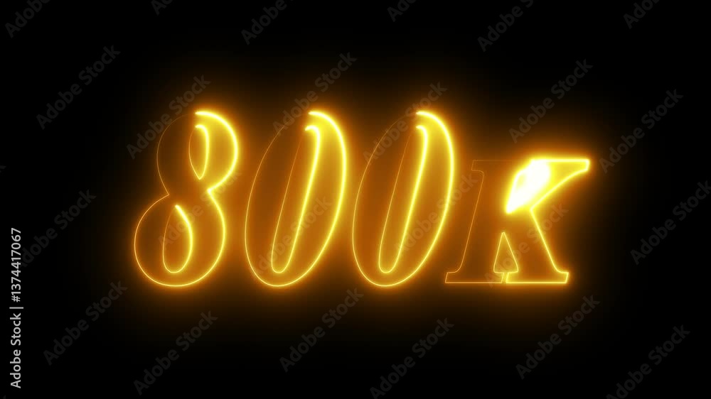 800k Followers and subscribers Celebration text animation.800k animation neon text effect video motion on black background. 800k Followers and subscribers Celebration text animation.800k animation neon text effect video motion on black background.