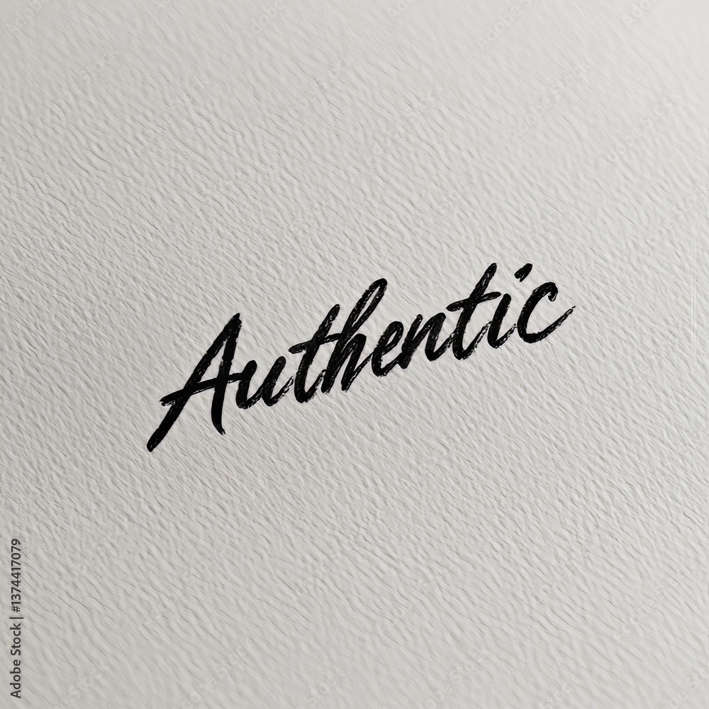 Elegant black script spelling 'Authentic' on a textured white background. Elegant black script spelling 'Authentic' on a textured white background.
