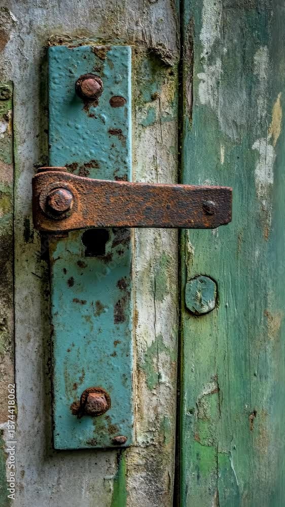 Rusted lock and weathered door showcase the charm of decaying architecture in an old building Rusted lock and weathered door showcase the charm of decaying architecture in an old building