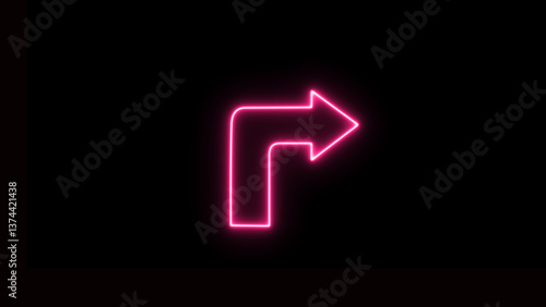 Neon arrow on a black background.