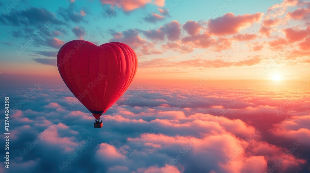 Obraz premium Heart Shaped Balloon on a Bright, Cloudless Morning