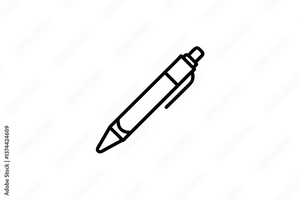 Black line icon of a pencil with angled tip, facing downward. Universal symbol for writing, sketching, editing, or marking text and ideas, isolated on a transparent background Black line icon of a pencil with angled tip, facing downward. Universal symbol for writing, sketching, editing, or marking text and ideas, isolated on a transparent background