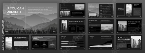 Modern Powerpoint presentation template. Use for modern presentation background, brochure cover design, brand guidelines, pitch deck, landing page, annual report, company profile, proposal.