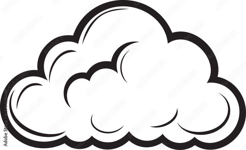 Black and white outline illustration of a fluffy cloud vector design. Vector illustration Black and white outline illustration of a fluffy cloud vector design. Vector illustration