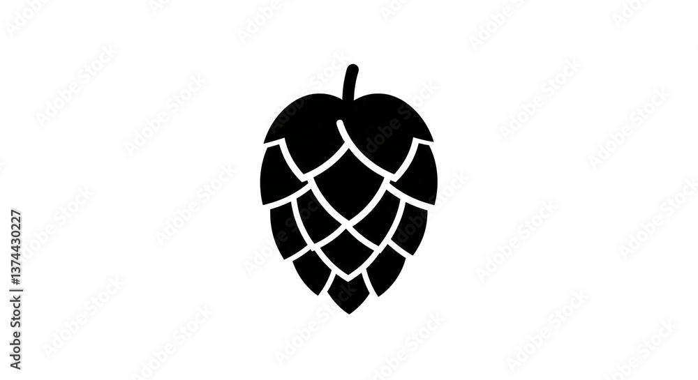Obraz premium Isolated Black Hop Cone Silhouette for Brewing Industry