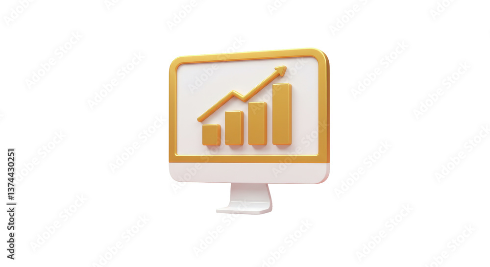 Isolated Monitor Displaying Upward Trending Bar Graph in Gold Isolated Monitor Displaying Upward Trending Bar Graph in Gold