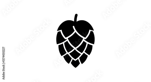 Isolated Black Hop Cone Silhouette for Brewing Industry