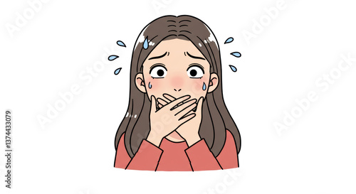Quadro su tela Isolated Woman with Hands Covering her Mouth in Surprise