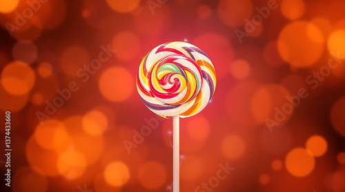 Colorful lollipop with swirls isolated on transparent background Png