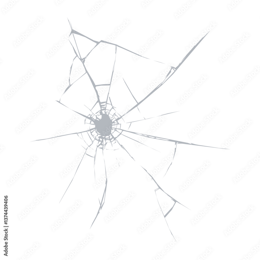 custom made wallpaper toronto digitalBroken glass cracks of window shatter, vector realistic texture effect. Broken glass of shattered screen cracked with hole