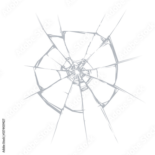 Wallpaper Mural Broken glass cracks of window shatter effect with realistic texture. Vector broken glass of shattered screen crack with hole Torontodigital.ca