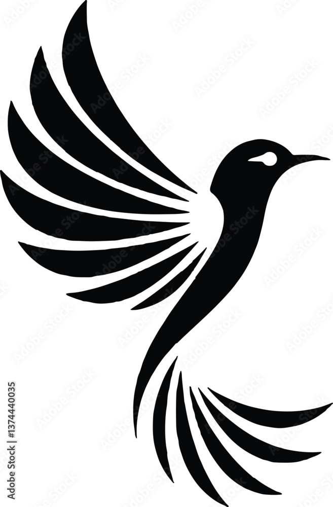 Fototapeta premium Vector of a black and white bird isolated on white