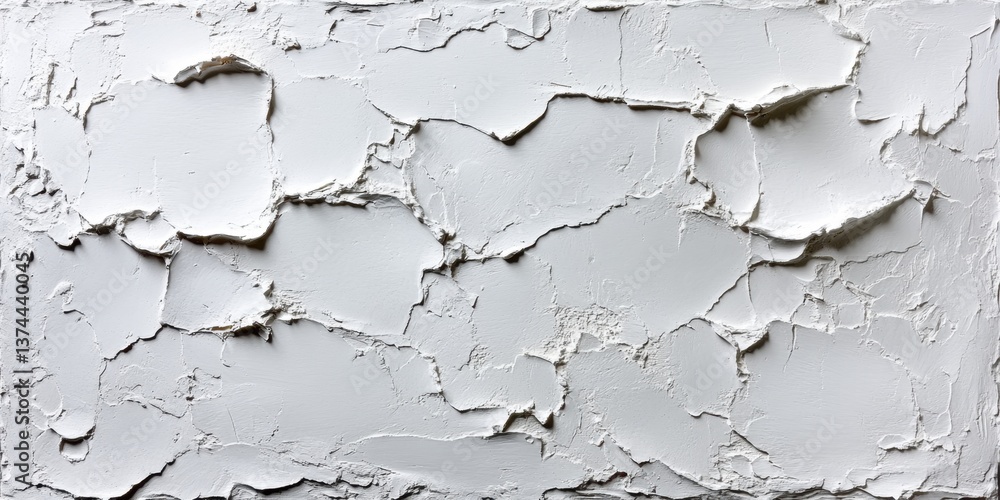 Fototapeta premium Textured white wall with visible brush strokes, offering a whitewashed, rustic look for a simple, plain background with a soft, artistic finish.