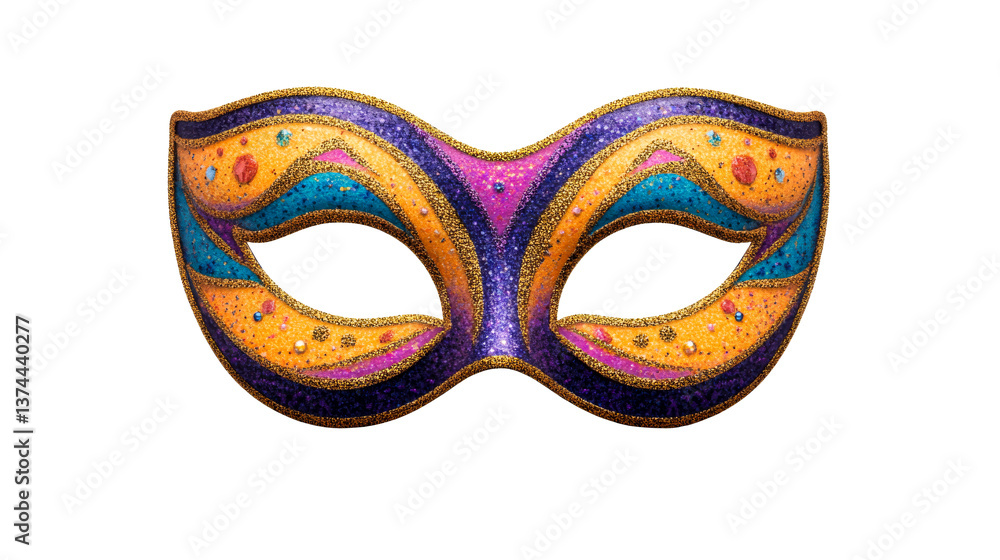 Colorful masquerade mask with glitter and gems, cut out transparent Colorful masquerade mask with glitter and gems, cut out transparent