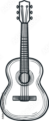 Black and white acoustic guitar line drawing