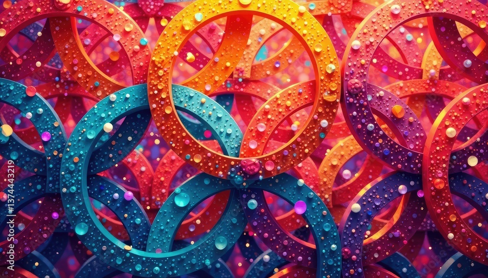 Obraz premium Interlocking circles creating a seamless texture, seamless-pattern, spot