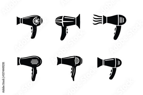 set of vector Hairdryer white background 