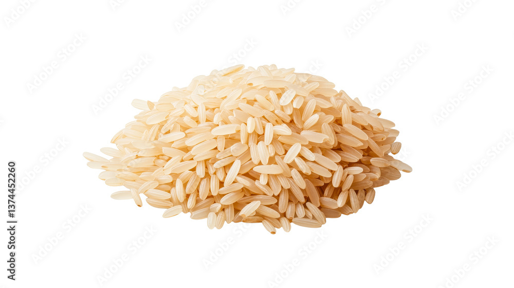 Brown rice grain heap isolated on a black background, cut out transparent Brown rice grain heap isolated on a black background, cut out transparent