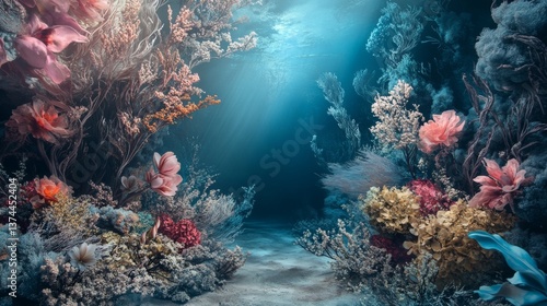 Fototapeta Naklejka Na Ścianę i Meble -  Colorful coral reef underwater with vivid marine life