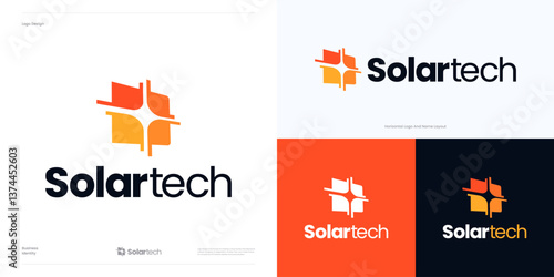 Solar tech panel energy logo icon design vector element editable, Symbol solar sun for global technology, Electric sign and brand identity business, Creative concept premium illustration template.