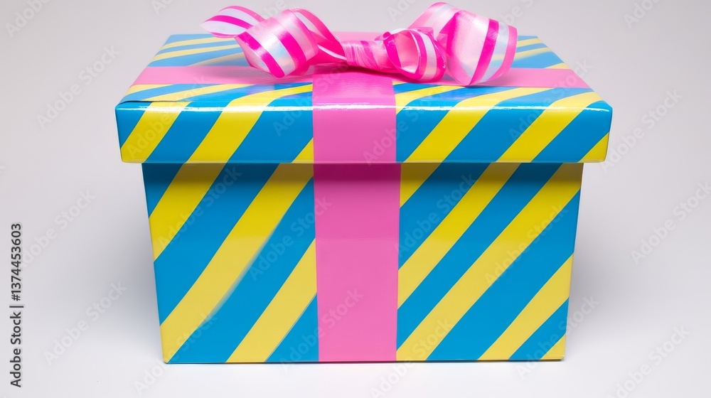 A top-down view of a current e-commerce packaging design, presenting a streamlined box with colorful branding on the front and shipping information on the back A top-down view of a current e-commerce packaging design, presenting a streamlined box with colorful branding on the front and shipping information on the back