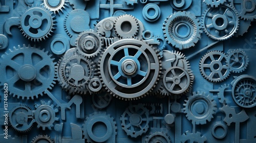 Wallpaper Mural A stylized cloud computing icon featuring gears and arrows, representing cutting-edge and efficient solutions for contemporary business and technology sectors Torontodigital.ca