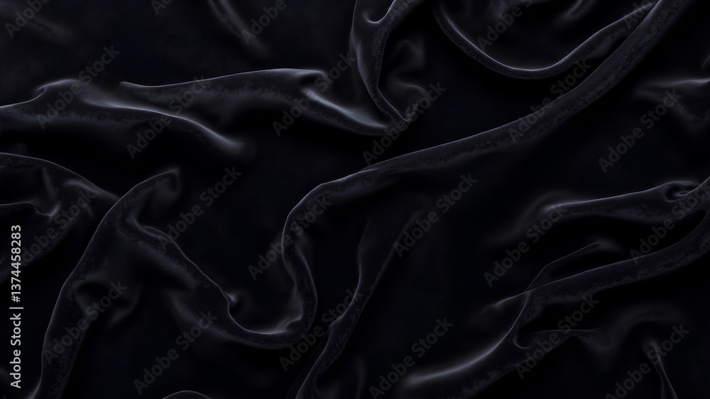 Fototapeta premium Smooth Black Satin Fabric Texture Background for Elegant Designs