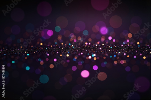 Magical Glitter Particles on Dark Background – Shimmering Purple and Blue Bokeh Effect for Festival in White Nights, Summer Celebrations, and White Nights Themed Events
