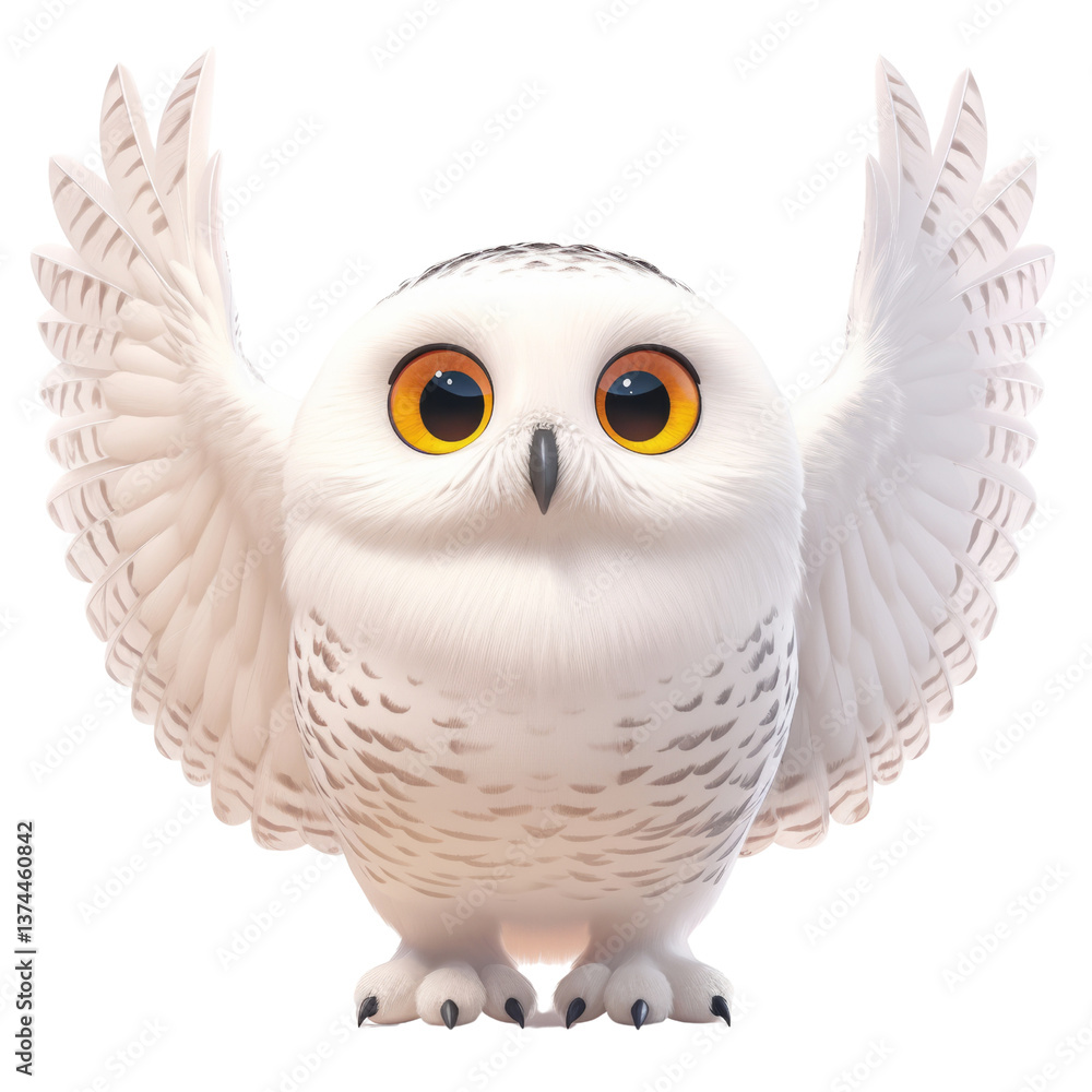 Obraz premium Illustration of a majestic owl with wings spread on a transparent background