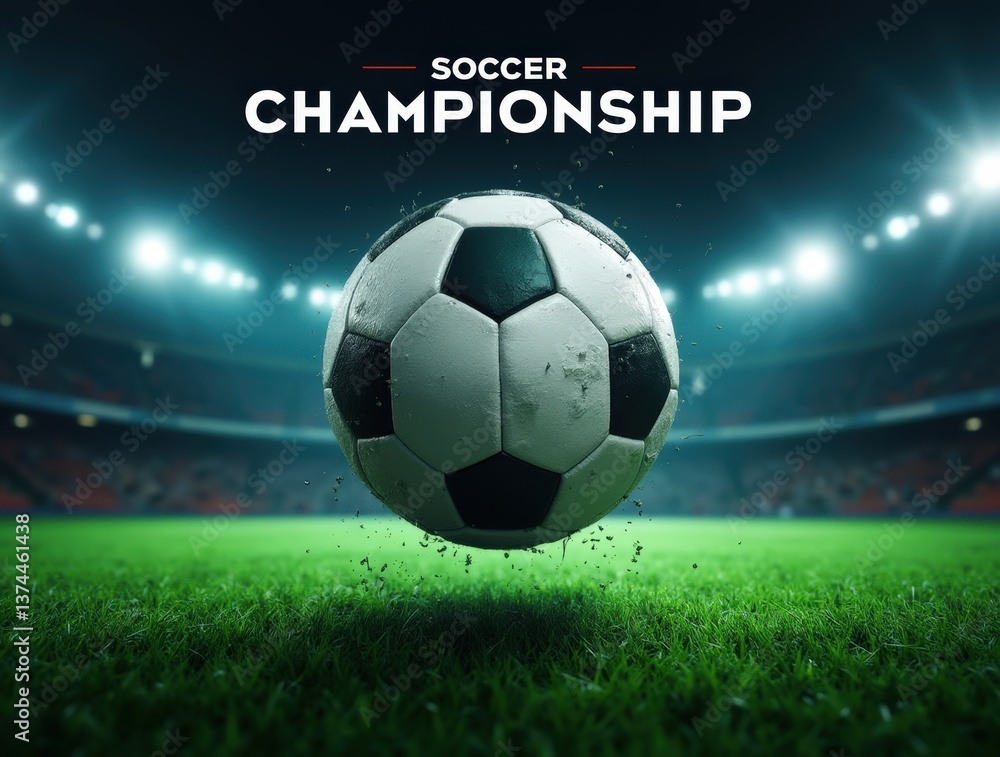 Naklejka premium A dynamic soccer championship poster, a soccer ball