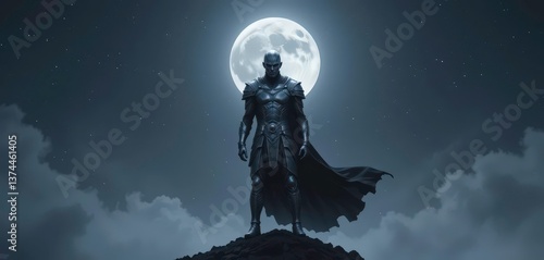  Minimalist Design The Silvered Warrior s Stand under the Moon