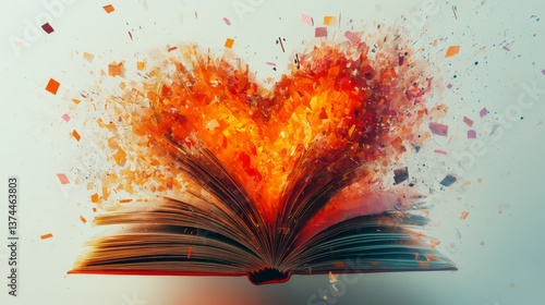 open book with a burning heart