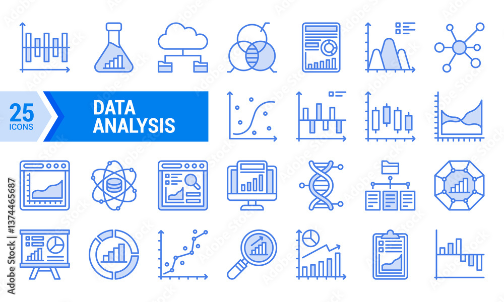 Blue Line Data Analysis Icons for Business Presentations. Blue Line Data Analysis Icons for Business Presentations.