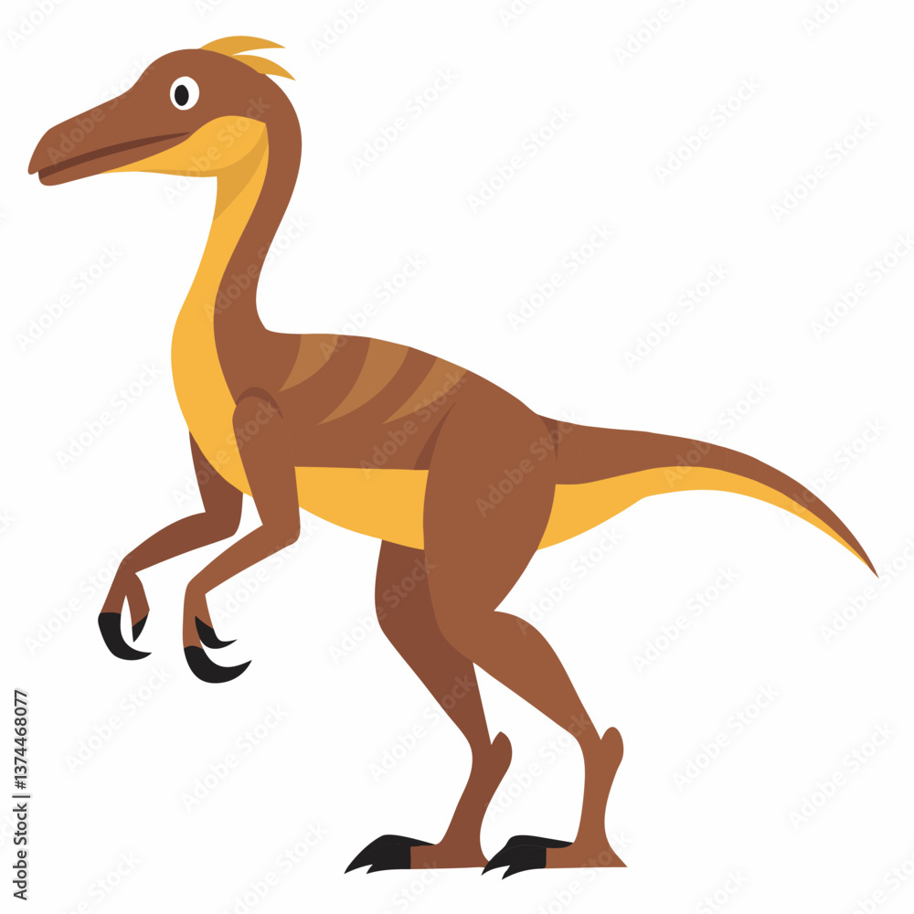 Fototapeta premium Cartoon Deinonychus dinosaur. Style for kids. Colorful vector illustration on white background.