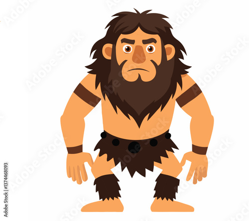 Cartoon caveman. Style for kids. Colorful vector illustration on white background