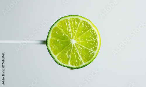 A close-up shot captures a bright green lime slice impaled, highlighting its refreshing and juicy texture.