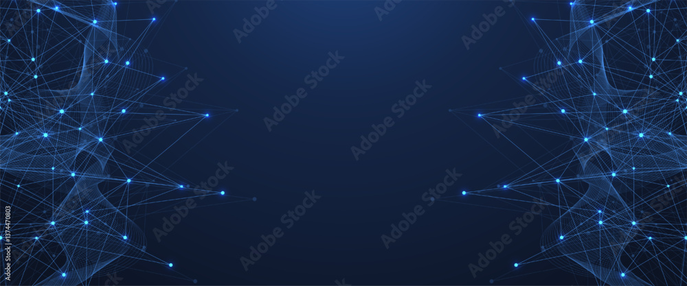 Global network connection concept. Big data visualization. Social network communication in the global computer networks. Internet technology. Business. Science. Vector illustration Global network connection concept. Big data visualization. Social network communication in the global computer networks. Internet technology. Business. Science. Vector illustration