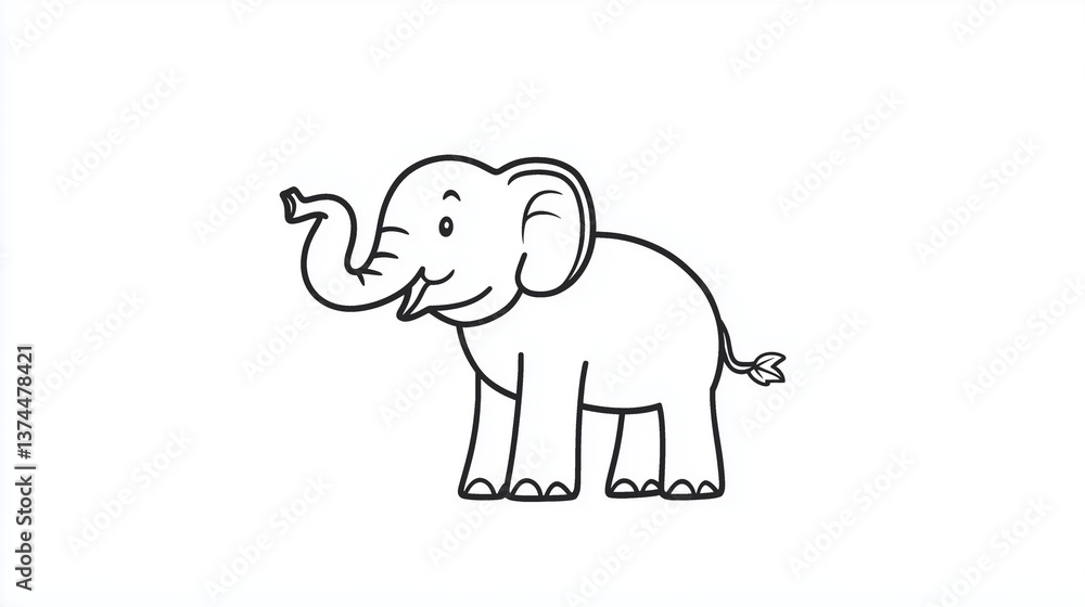 Obraz premium A Simple line drawing of an elephant isolated on a white background.