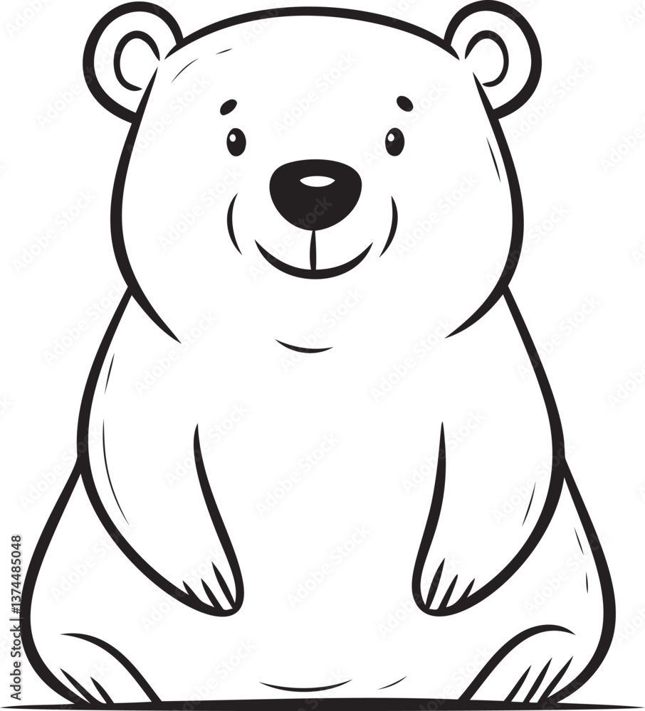 Adorable bear cartoon with friendly expression Adorable bear cartoon with friendly expression