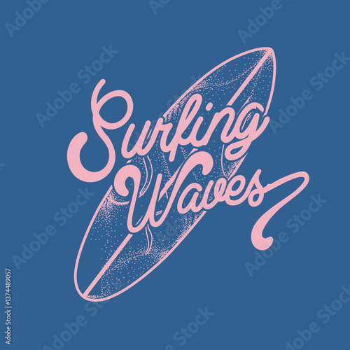 Surfing Waves surf board vector design