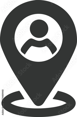 Free Download Dark Gray Map Pointer Icon with Person Silhouette on Transparent Background - GFXLoad