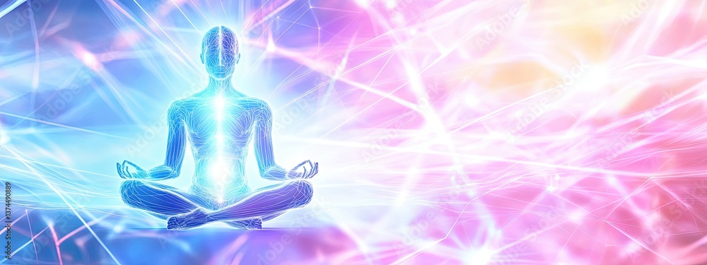 Fototapeta premium soul body spirit human spiritual astral universe aura energy light. soul body spirit meditation death space being dream heaven man god art cosmic figure yoga rebirth galaxy abstract chakra cosmos zen