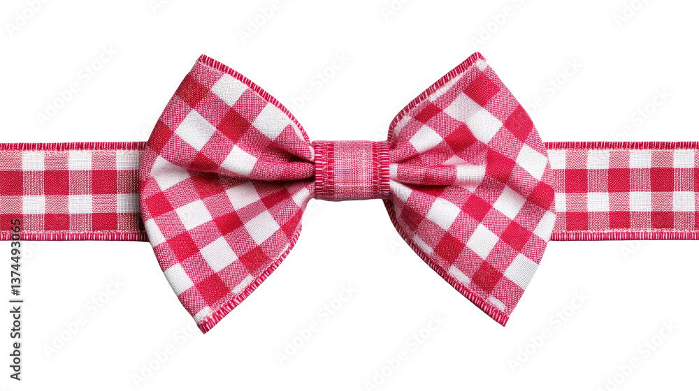 Red Checkered Bow Tie Ribbon on Black Background, cut out transparent Red Checkered Bow Tie Ribbon on Black Background, cut out transparent