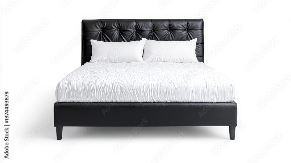 Inviting bed dressed with crisp white sheets for a clean and serene bedroom design ideal for rest and relaxation Inviting bed dressed with crisp white sheets for a clean and serene bedroom design ideal for rest and relaxation