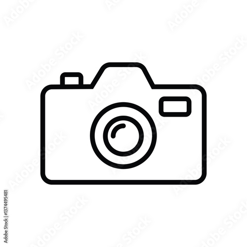  line art illustration of a camera icon vector isolated on white background